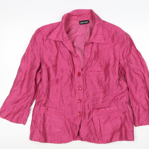 Gerry Weber Women’s Pink UK 16 Linen Blend 4 Button Blazer Jacket