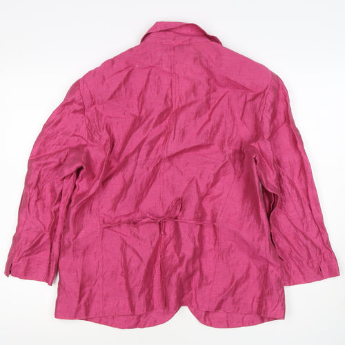 Gerry Weber Women’s Pink UK 16 Linen Blend 4 Button Blazer Jacket
