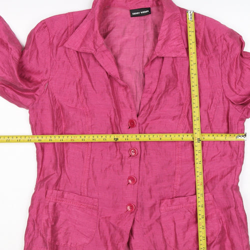 Gerry Weber Women’s Pink UK 16 Linen Blend 4 Button Blazer Jacket