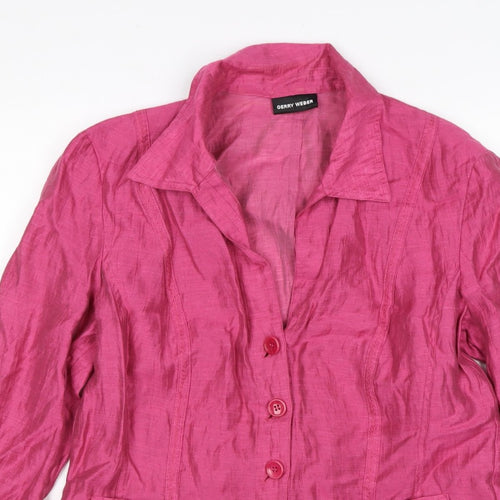 Gerry Weber Women’s Pink UK 16 Linen Blend 4 Button Blazer Jacket