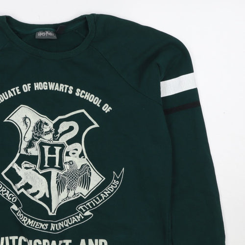 Harry Potter Women’s Green M Pullover Sweatshirt Hogwarts Graphic