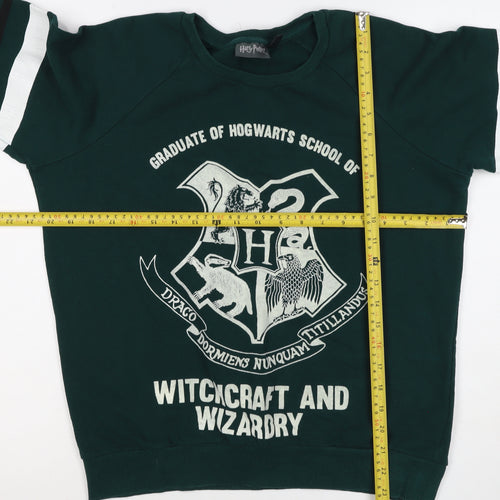 Harry Potter Women’s Green M Pullover Sweatshirt Hogwarts Graphic