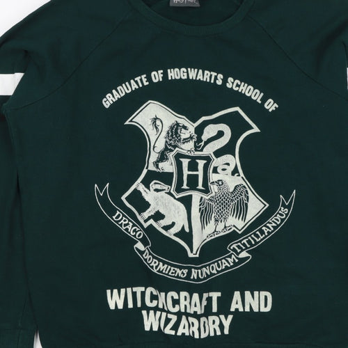 Harry Potter Women’s Green M Pullover Sweatshirt Hogwarts Graphic
