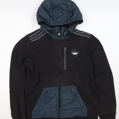 Adidas Originals Men’s Black S Full Zip Hooded Fleece Hoodie Logo