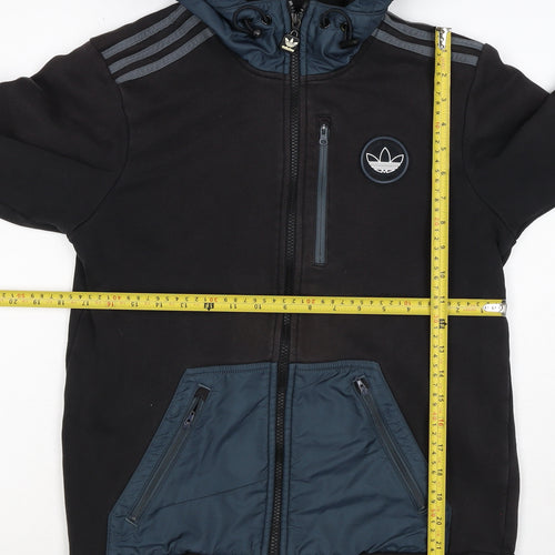 Adidas Originals Men’s Black S Full Zip Hooded Fleece Hoodie Logo