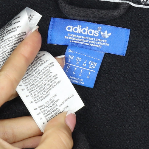 Adidas Originals Men’s Black S Full Zip Hooded Fleece Hoodie Logo