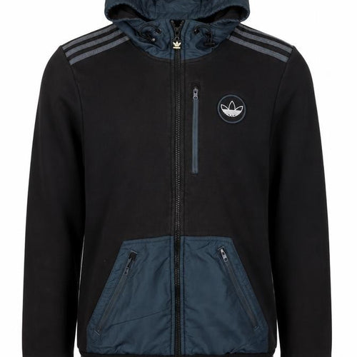 Adidas Originals Men’s Black S Full Zip Hooded Fleece Hoodie Logo