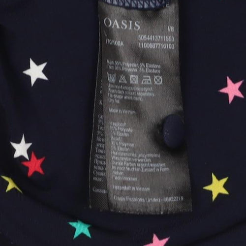 Oasis Women Multicoloured Star Print V-Neck Long Sleeve Blouse Size L