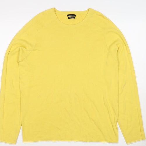 Massimo Dutti Men’s Yellow XL Cotton Crew Neck Knit Pullover Jumper