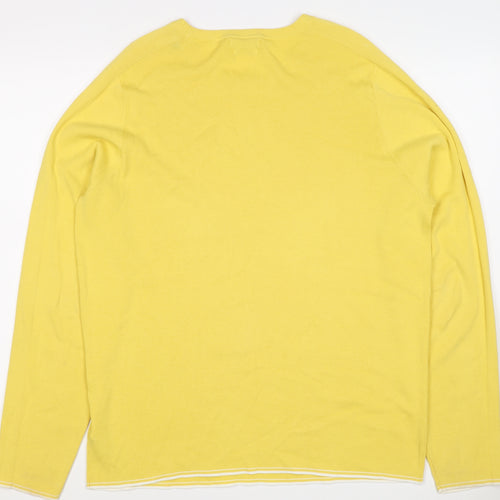 Massimo Dutti Men’s Yellow XL Cotton Crew Neck Knit Pullover Jumper