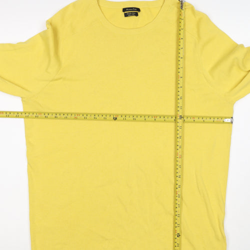 Massimo Dutti Men’s Yellow XL Cotton Crew Neck Knit Pullover Jumper