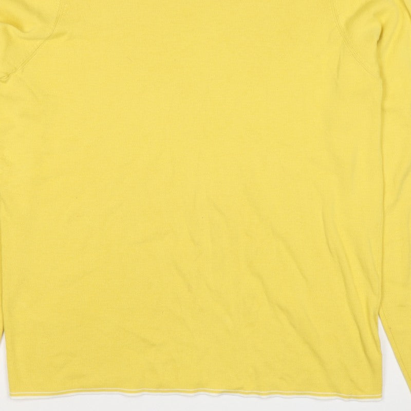 Massimo Dutti Men’s Yellow XL Cotton Crew Neck Knit Pullover Jumper