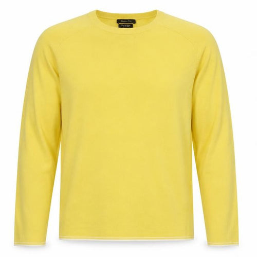 Massimo Dutti Men’s Yellow XL Cotton Crew Neck Knit Pullover Jumper