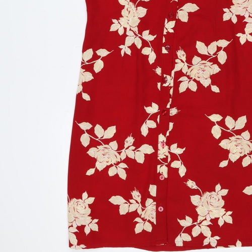 Marks and Spencer Women's Red Floral UK 14 Short Shirt Dress