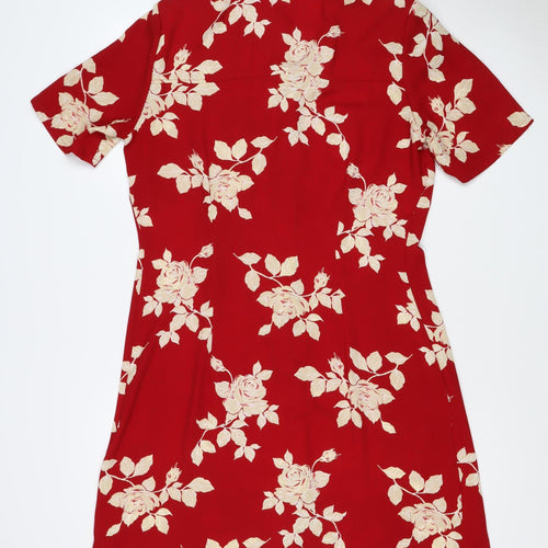 Marks and Spencer Women's Red Floral UK 14 Short Shirt Dress