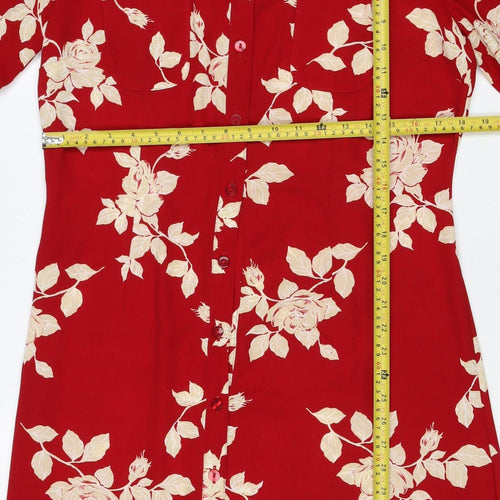 Marks and Spencer Women's Red Floral UK 14 Short Shirt Dress