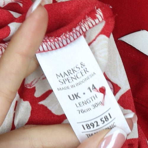 Marks and Spencer Women's Red Floral UK 14 Short Shirt Dress