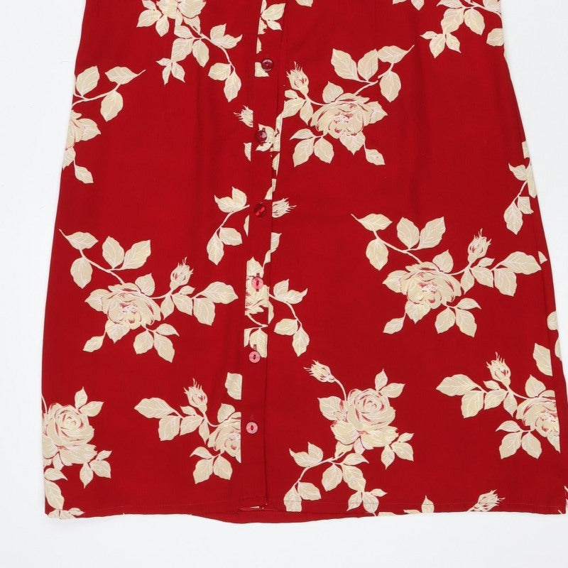 Marks and Spencer Women's Red Floral UK 14 Short Shirt Dress