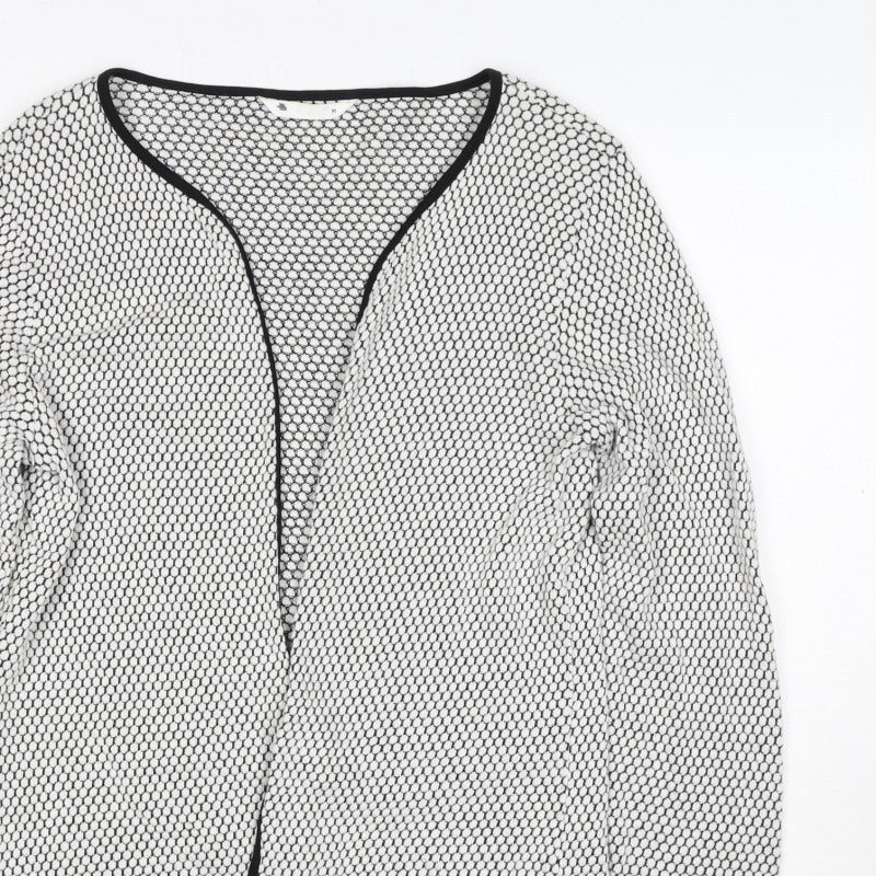 Additional view of H&M Women White Black Geometric Knit Open Cardigan, size M