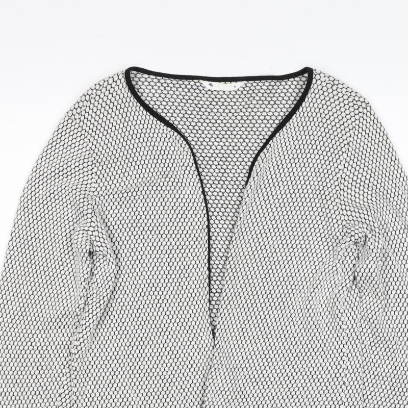 Additional view of H&M Women White Black Geometric Knit Open Cardigan, size M
