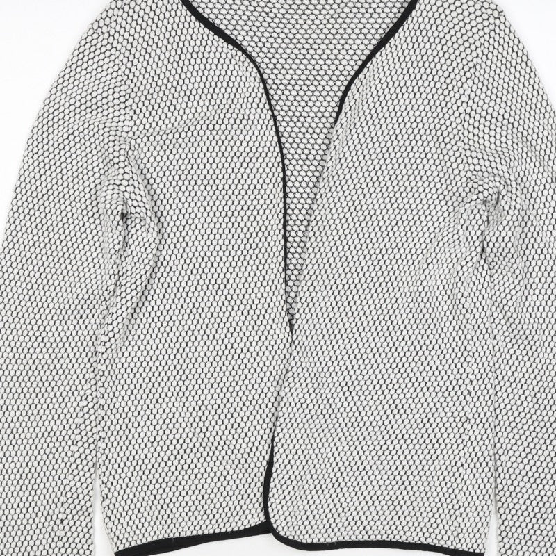 Additional view of H&M Women White Black Geometric Knit Open Cardigan, size M