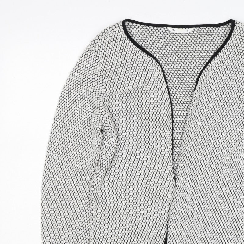 Additional view of H&M Women White Black Geometric Knit Open Cardigan, size M