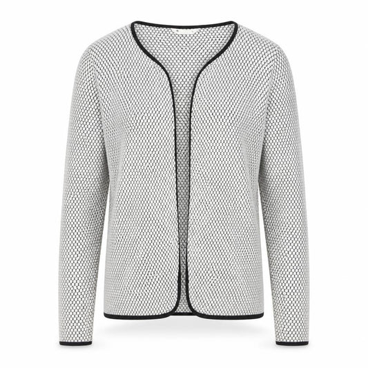 H&M Women White Black Geometric Knit Open Cardigan Size M