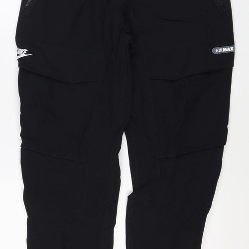 Nike Men Black L Air Max Tapered Jogger Track Pants Zip Pockets