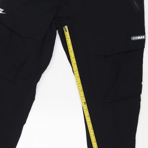Nike Men Black L Air Max Tapered Jogger Track Pants Zip Pockets
