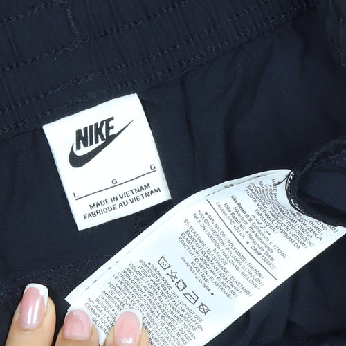 Nike Men Black L Air Max Tapered Jogger Track Pants Zip Pockets