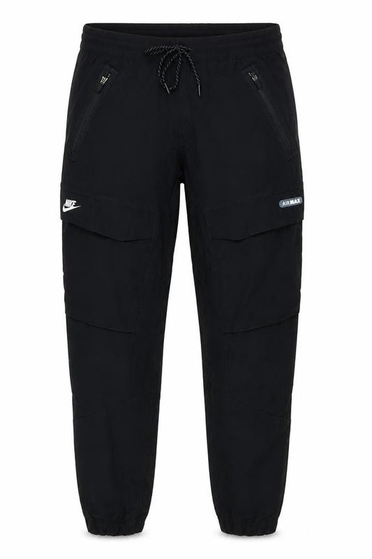 Nike Men Black L Air Max Tapered Jogger Track Pants Zip Pockets