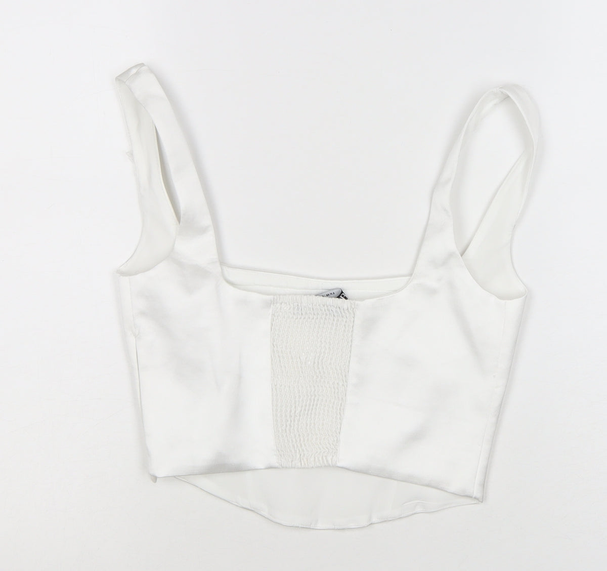 ZARA Women White M Cropped Satin Corset Camisole Tank Top
