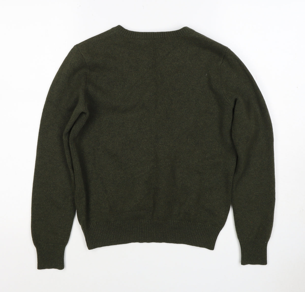 Ralph Lauren Women Green M Cashmere Wool V-Neck Logo Pullover Jumper