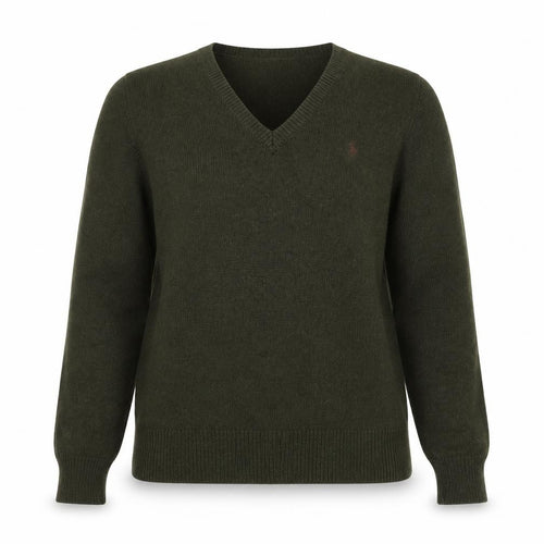 Ralph Lauren Women Green M Cashmere Wool V-Neck Logo Pullover Jumper