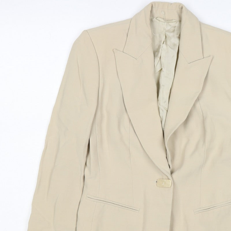 M&S Autograph Women’s Beige UK 10 Tailored One Button Blazer Jacket