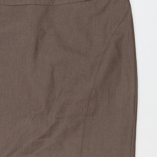 Next Women’s Brown UK 10 Pencil Knee Length Linen Blend Work Skirt