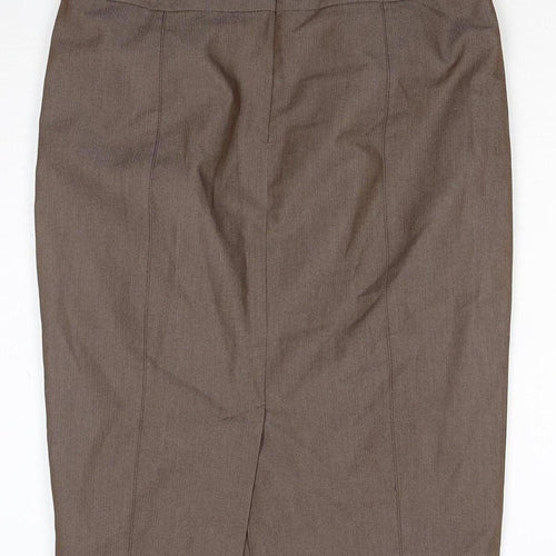 Next Women’s Brown UK 10 Pencil Knee Length Linen Blend Work Skirt