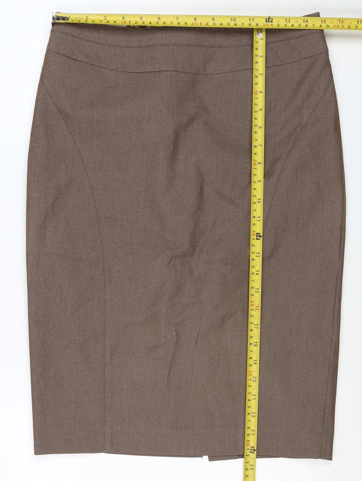 Next Women’s Brown UK 10 Pencil Knee Length Linen Blend Work Skirt