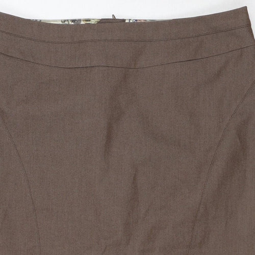 Next Women’s Brown UK 10 Pencil Knee Length Linen Blend Work Skirt