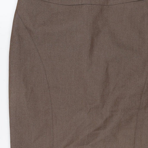 Next Women’s Brown UK 10 Pencil Knee Length Linen Blend Work Skirt