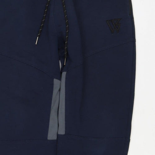 W Mens Blue M Jogger Track Pants Drawstring Reflective Zip Pockets