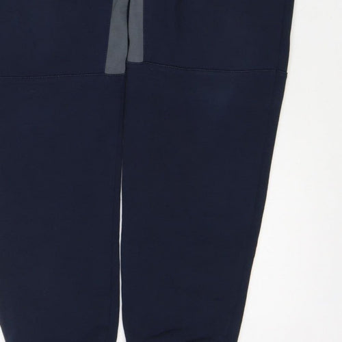 W Mens Blue M Jogger Track Pants Drawstring Reflective Zip Pockets