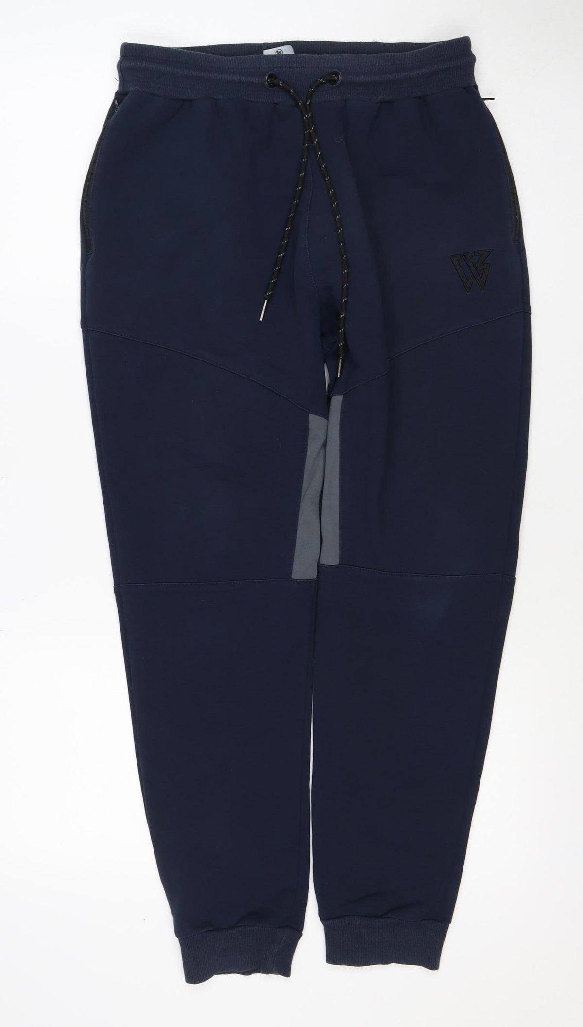 W Mens Blue M Jogger Track Pants Drawstring Reflective Zip Pockets