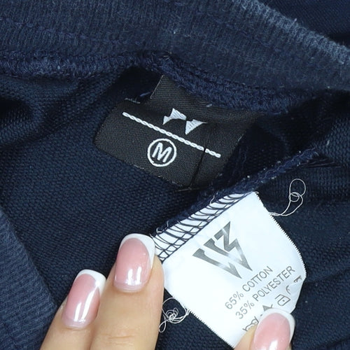 W Mens Blue M Jogger Track Pants Drawstring Reflective Zip Pockets