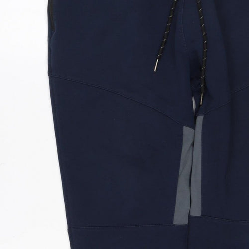 W Mens Blue M Jogger Track Pants Drawstring Reflective Zip Pockets