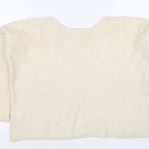 Petit Paris Women’s Ivory UK 12 Mohair Alpaca Knit Round Neck Jumper
