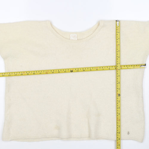 Petit Paris Women’s Ivory UK 12 Mohair Alpaca Knit Round Neck Jumper
