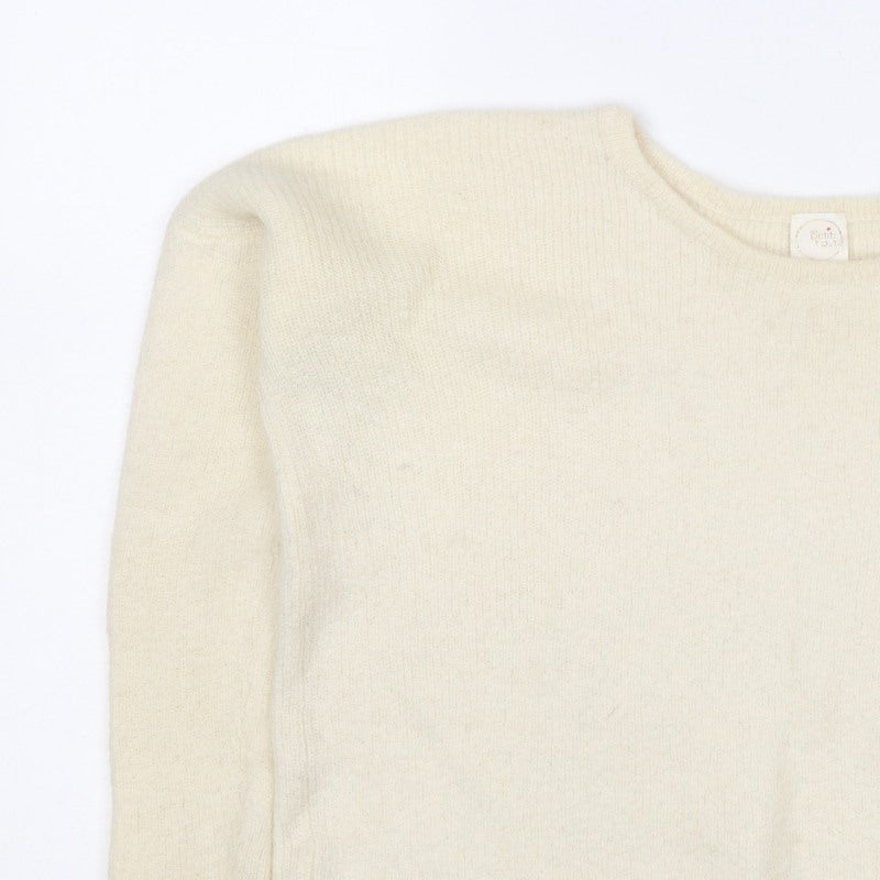 Petit Paris Women’s Ivory UK 12 Mohair Alpaca Knit Round Neck Jumper