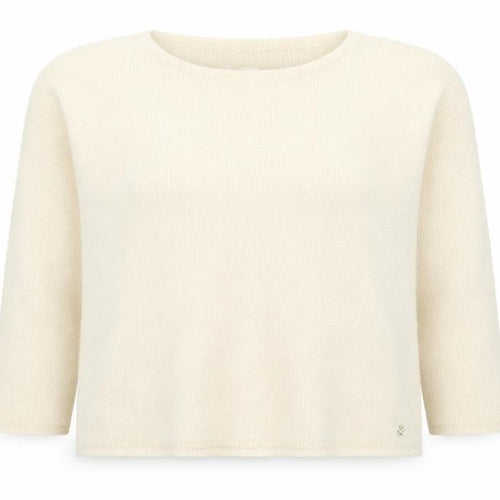 Petit Paris Women’s Ivory UK 12 Mohair Alpaca Knit Round Neck Jumper