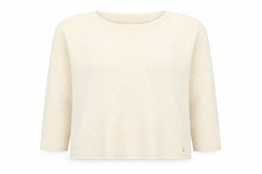 Petit Paris Women’s Ivory UK 12 Mohair Alpaca Knit Round Neck Jumper